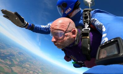Ian and Barnaby skydiving for MS-UK, featured image for fundraiser of the month November 2023