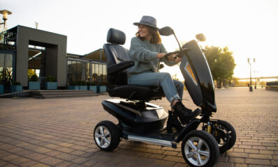 Woman riding a mobility scooter, featured image for a blog around the topic of if you need insurance