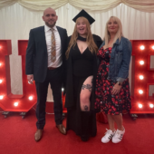 Image of Kai and her mum and stepdad