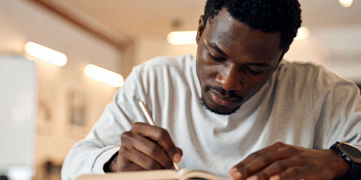 Younger man taking part in creativity sessions